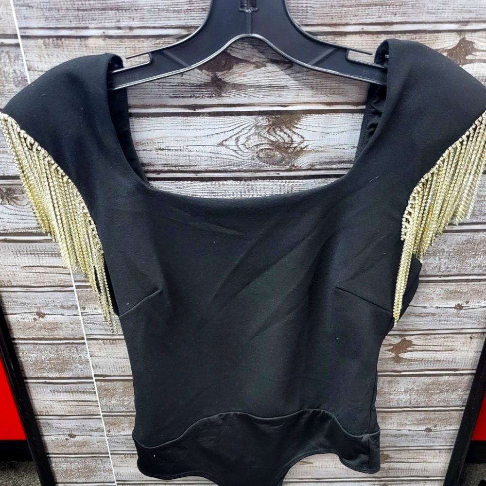 Rhinestone fringe bodysuit